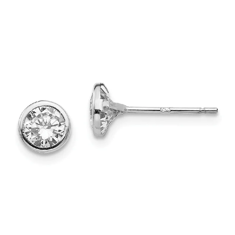 Affordable Glamour – Premium Jewelry For Less 5mm Bezel Set Cubic Zirconia Stud Earrings in 14k White Gold Affordable Glamour – Premium Jewelry For Less 5mm Bezel Set Cubic Zirconia Stud Earrings in 14k White Gold