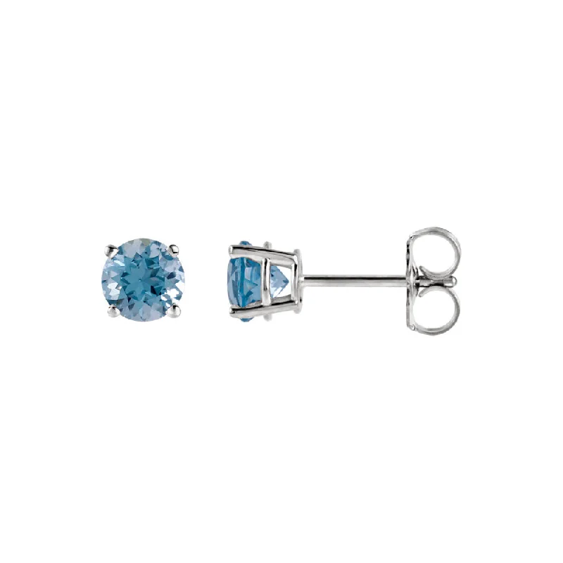 Shop Dazzling Rings, Earrings, And More At Special Discounts 5mm Round Aquamarine Stud Earrings in 14k White Gold Shop Dazzling Rings, Earrings, And More At Special Discounts 5mm Round Aquamarine Stud Earrings in 14k White Gold