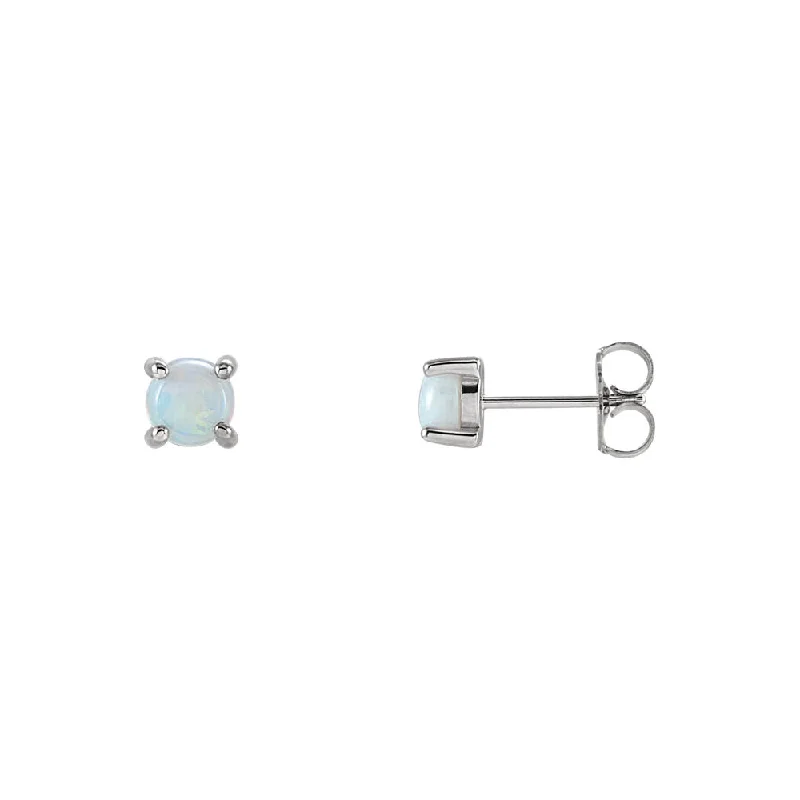Limited-Stock Jewelry Sale – Shop Before It's Gone 5mm Round Opal Cabochon Stud Earrings in 14k White Gold Limited-Stock Jewelry Sale – Shop Before It's Gone 5mm Round Opal Cabochon Stud Earrings in 14k White Gold
