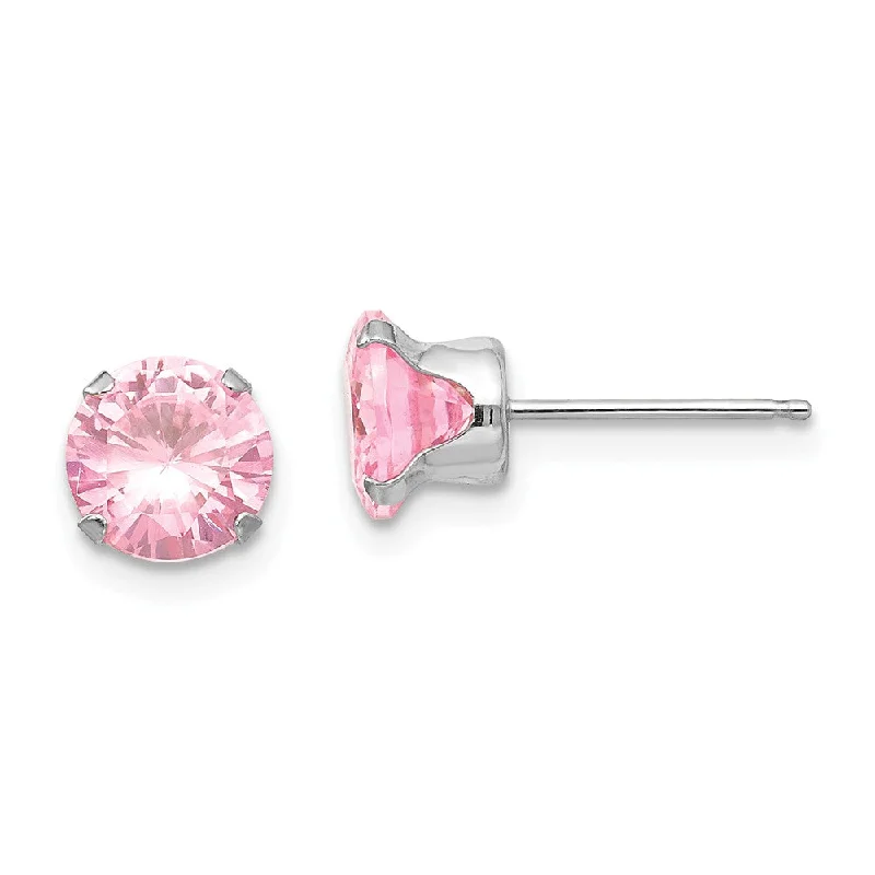 Limited Stock On Premium Jewelry At Low Prices 6.5mm Pink Cubic Zirconia Stud Earrings in 14k White Gold Limited Stock On Premium Jewelry At Low Prices 6.5mm Pink Cubic Zirconia Stud Earrings in 14k White Gold