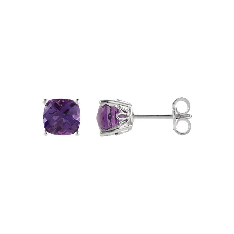 Grab Your Dream Jewelry At The Lowest Prices 6mm Cushion Amethyst Stud Earrings in 14k White Gold Grab Your Dream Jewelry At The Lowest Prices 6mm Cushion Amethyst Stud Earrings in 14k White Gold