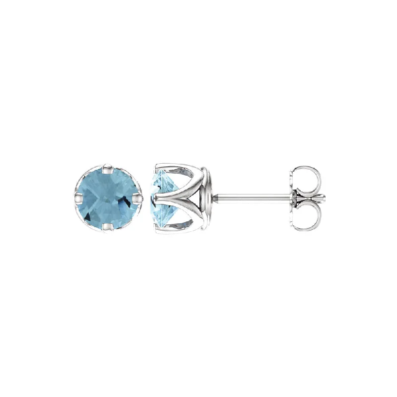 Timeless Elegance At Unbelievable Discounts 6mm Genuine Aquamarine Stud Earrings in 14k White Gold Timeless Elegance At Unbelievable Discounts 6mm Genuine Aquamarine Stud Earrings in 14k White Gold