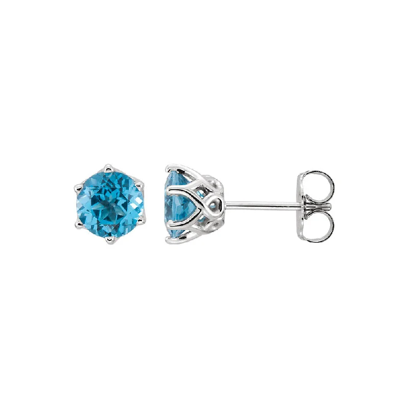 Sparkle For Less – Shop Our Limited-Time Jewelry Deals 6mm Swiss Blue Topaz 6-Prong Stud Earrings in 14k White Gold Sparkle For Less – Shop Our Limited-Time Jewelry Deals 6mm Swiss Blue Topaz 6-Prong Stud Earrings in 14k White Gold