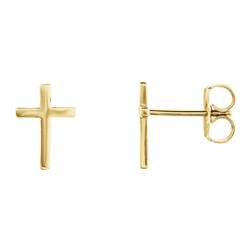 Grab Exquisite Jewelry At The Lowest Prices 7 x 10mm (1/4 x 3/8 Inch) 14k Yellow Gold Small Cross Stud Earrings Grab Exquisite Jewelry At The Lowest Prices 7 x 10mm (1/4 x 3/8 Inch) 14k Yellow Gold Small Cross Stud Earrings