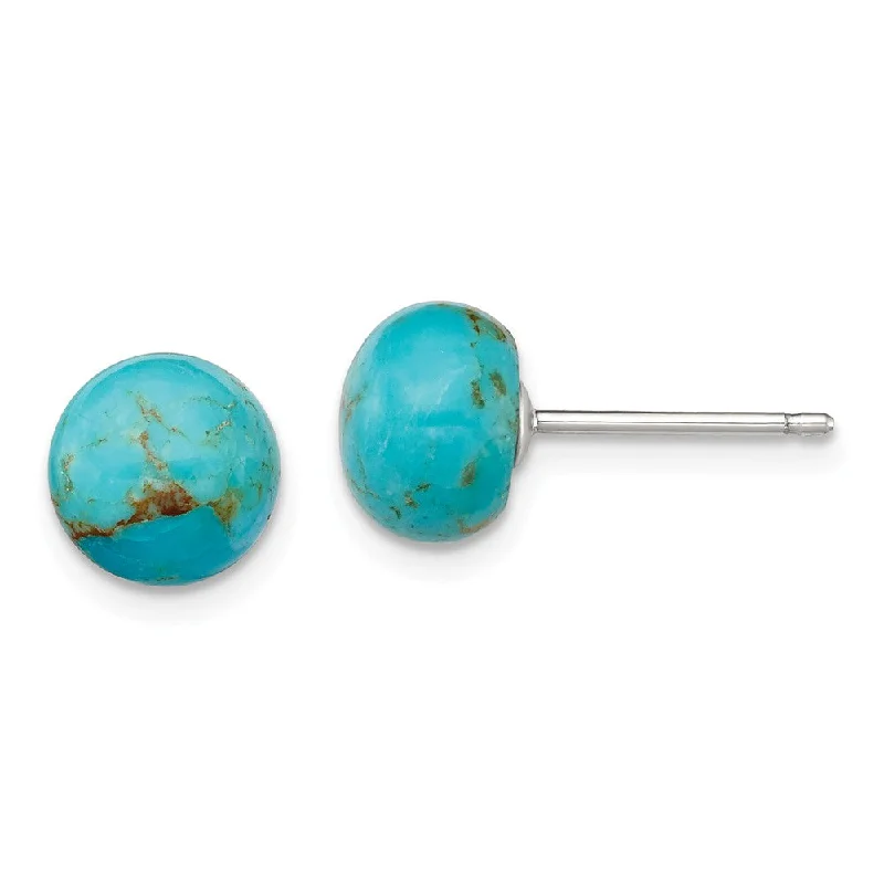 Buy More, Save More On Stunning Jewelry Pieces 8-8.5mm Button Turquoise Sterling Silver Stud Earrings Buy More, Save More On Stunning Jewelry Pieces 8-8.5mm Button Turquoise Sterling Silver Stud Earrings