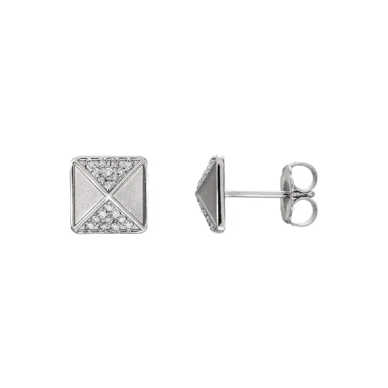 Shop Fine Jewelry With Amazing Deals 8mm Diamond Accented Pyramid Stud Earrings in 14k White Gold Shop Fine Jewelry With Amazing Deals 8mm Diamond Accented Pyramid Stud Earrings in 14k White Gold