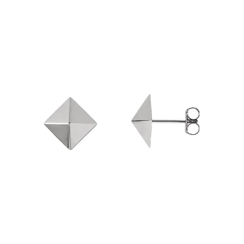 Dainty Floral Jewelry For Feminine Elegance 8mm Polished Square Pyramid Stud Earrings in 14k White Gold Dainty Floral Jewelry For Feminine Elegance 8mm Polished Square Pyramid Stud Earrings in 14k White Gold