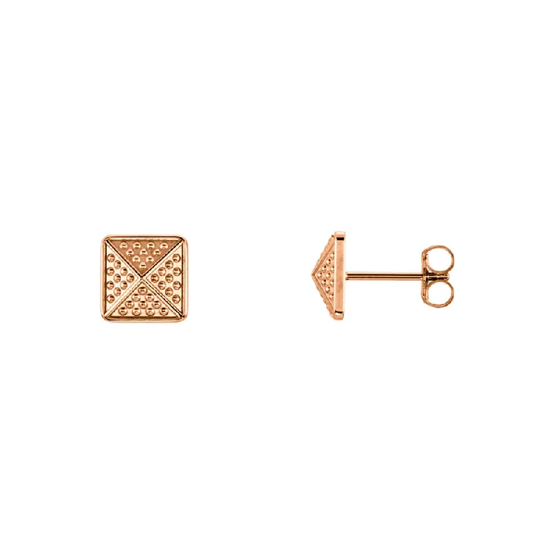 Unmissable Jewelry Discounts – Elevate Your Look For Less 8mm Textured Square Pyramid Stud Earrings in 14k Rose Gold Unmissable Jewelry Discounts – Elevate Your Look For Less 8mm Textured Square Pyramid Stud Earrings in 14k Rose Gold
