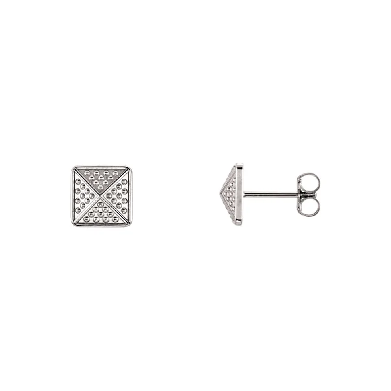 Big Discounts On Elegant Jewelry Collections 8mm Textured Square Pyramid Stud Earrings in 14k White Gold Big Discounts On Elegant Jewelry Collections 8mm Textured Square Pyramid Stud Earrings in 14k White Gold