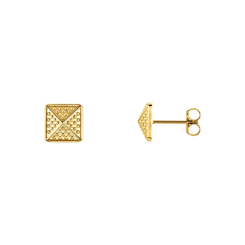 Get Your Favorite Jewelry At The Best Price 8mm Textured Square Pyramid Stud Earrings in 14k Yellow Gold Get Your Favorite Jewelry At The Best Price 8mm Textured Square Pyramid Stud Earrings in 14k Yellow Gold