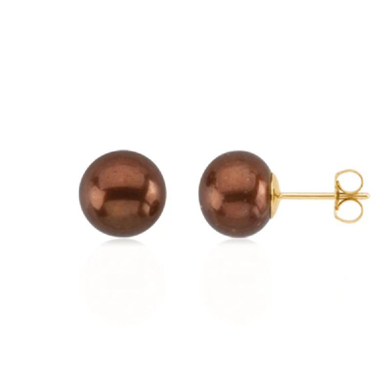 Limited-Time Offer On Premium Jewelry Collections 9-9.5mm Brown FW Cultured Pearl & 14k Yellow Gold Stud Earrings Limited-Time Offer On Premium Jewelry Collections 9-9.5mm Brown FW Cultured Pearl & 14k Yellow Gold Stud Earrings