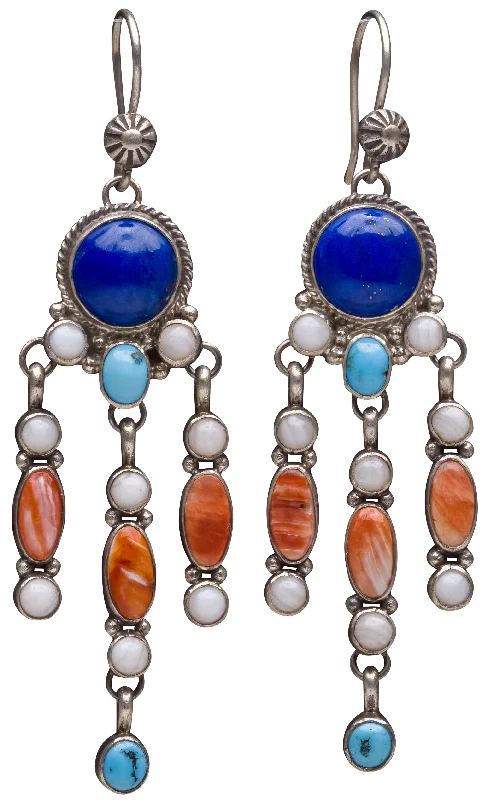 Limited-Time Jewelry Sale – Don't Miss Out On Dazzling Discounts Lapis, Kingman Turquoise, Mother of Pearl, & Spiny Oyster Shell Earrings | Artisan Handmade