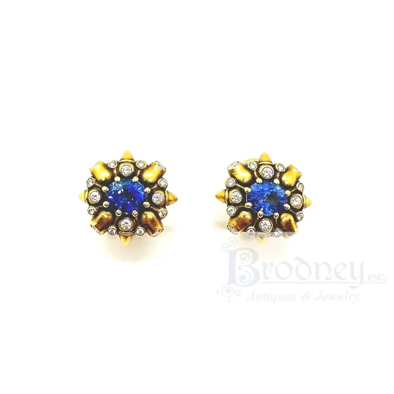 Timeless Jewelry At Special Discount Rates Alex Sepkus 18 Kt Gold Sapphire and Diamond Earrings