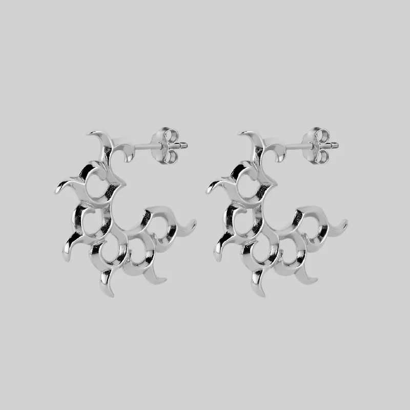 Holiday Jewelry Sale – Perfect Gifts At Great Prices ANDROMEDA. Pinwheel Hoop Earrings - Silver Holiday Jewelry Sale – Perfect Gifts At Great Prices ANDROMEDA. Pinwheel Hoop Earrings - Silver