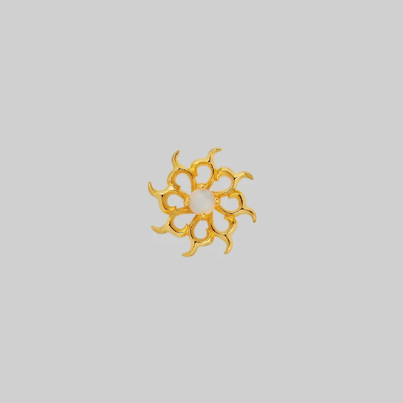 Handmade Pearl Jewelry For Timeless Elegance ANDROMEDA. Pinwheel Nebula Opalite Stud Earring - Gold Handmade Pearl Jewelry For Timeless Elegance ANDROMEDA. Pinwheel Nebula Opalite Stud Earring - Gold