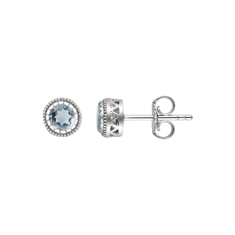 Trendy Minimalist Jewelry For Everyday Wear Aquamarine March Birthstone 8mm Stud Earrings in 14k White Gold Trendy Minimalist Jewelry For Everyday Wear Aquamarine March Birthstone 8mm Stud Earrings in 14k White Gold