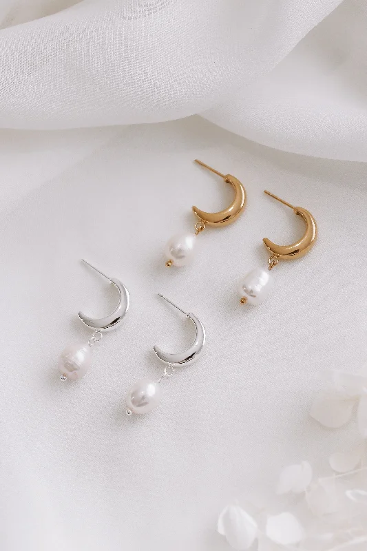 Shine In Style – Shop Jewelry Discounts Today Ashleigh - Stainless Steel Pearl Hoop Earrings