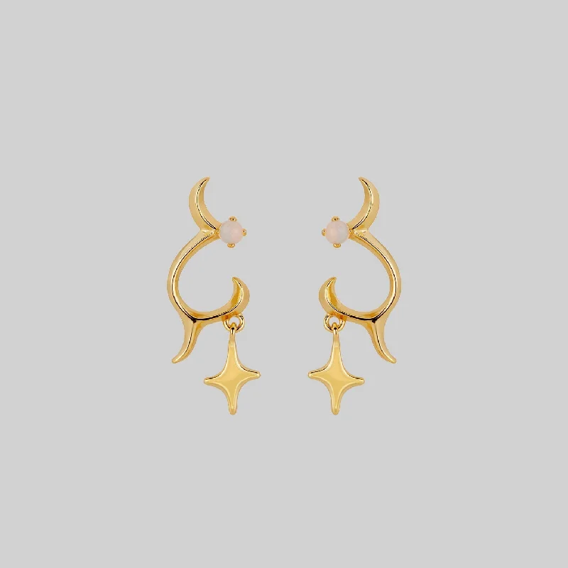 Shop Dazzling Jewelry With Special Promotional Discounts ASTRA. Abstract Waves & Stars Earrings - Gold Shop Dazzling Jewelry With Special Promotional Discounts ASTRA. Abstract Waves & Stars Earrings - Gold