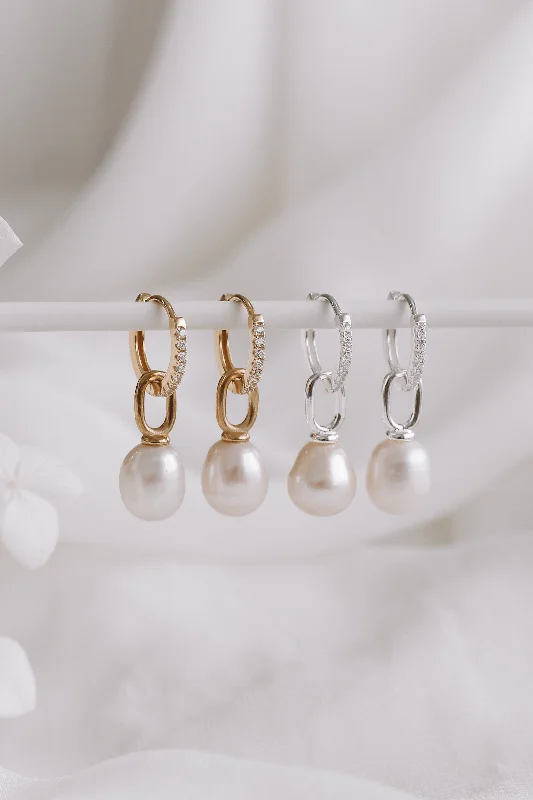 Trending Jewelry Now Available At Exclusive Prices Bailee - 18ct Gold Plated Sterling Silver Pearl Hoops