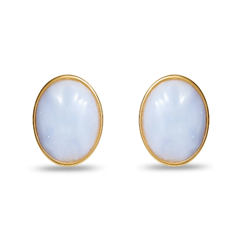 Holiday Jewelry Sale – Perfect Gifts At Great Prices BLUE LACE AGATE REFLECTION BUTTON EARRINGS