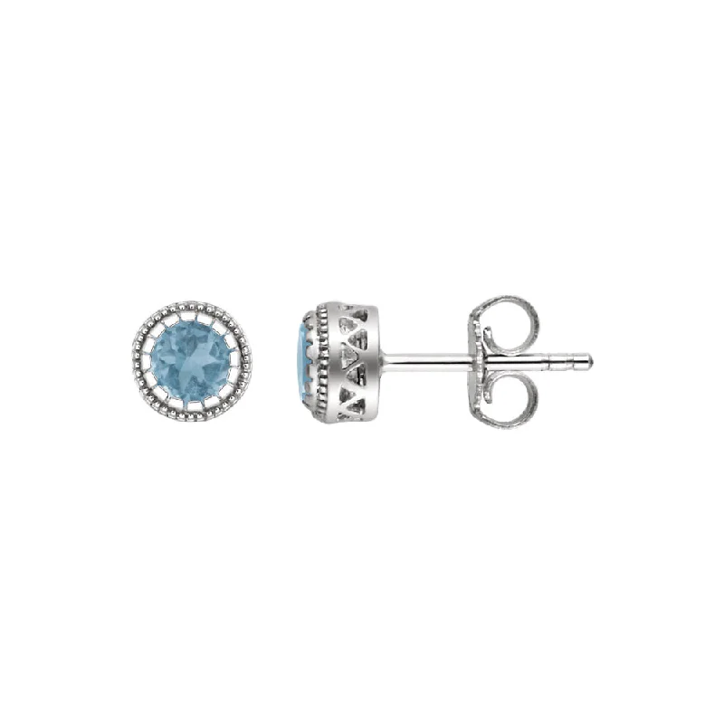 Premium Diamond Jewelry At Once-In-A-Lifetime Discounts Blue Topaz December Birthstone 8mm Stud Earrings in 14k White Gold Premium Diamond Jewelry At Once-In-A-Lifetime Discounts Blue Topaz December Birthstone 8mm Stud Earrings in 14k White Gold
