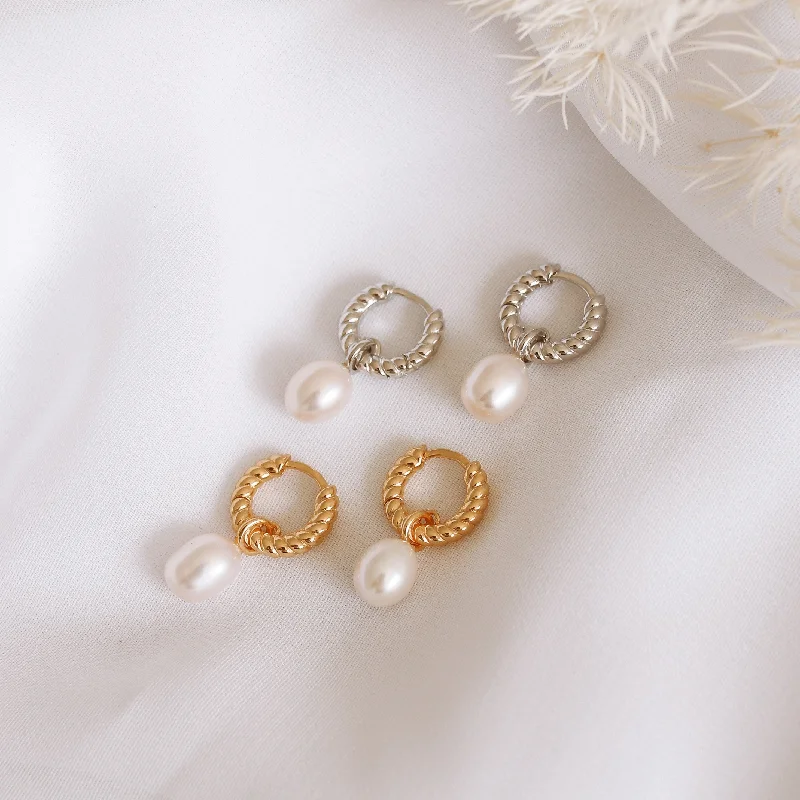 Get The Sparkle You Love At Prices You Adore Cameron - Sterling Silver Pearl Hoop Earrings