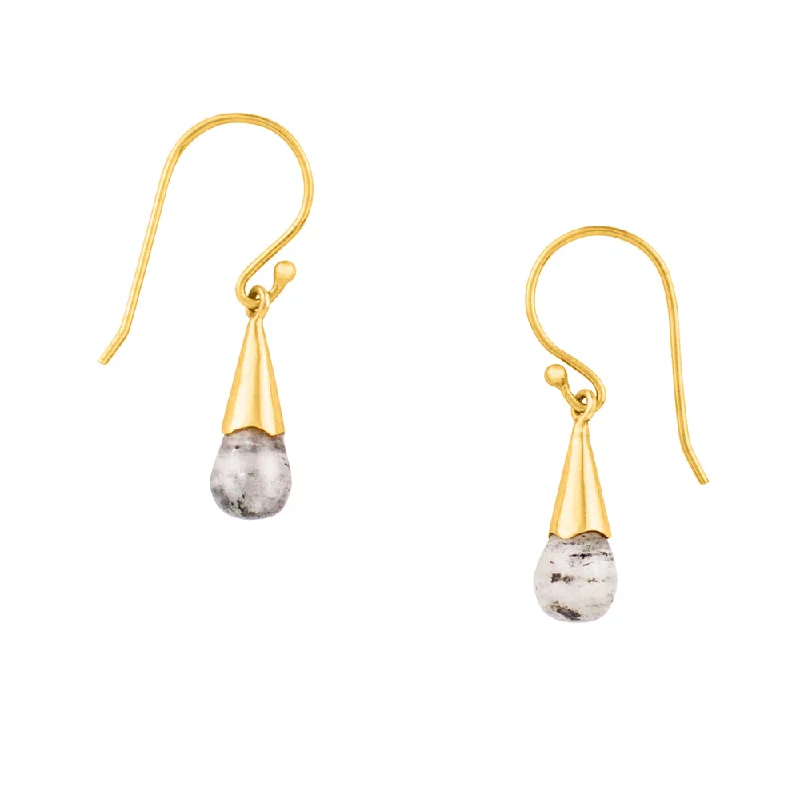 Discounted Luxury Jewelry – Shine Without The Splurge Capped Stone Drop Earrings in Black Rutile & Gold Discounted Luxury Jewelry – Shine Without The Splurge Capped Stone Drop Earrings in Black Rutile & Gold
