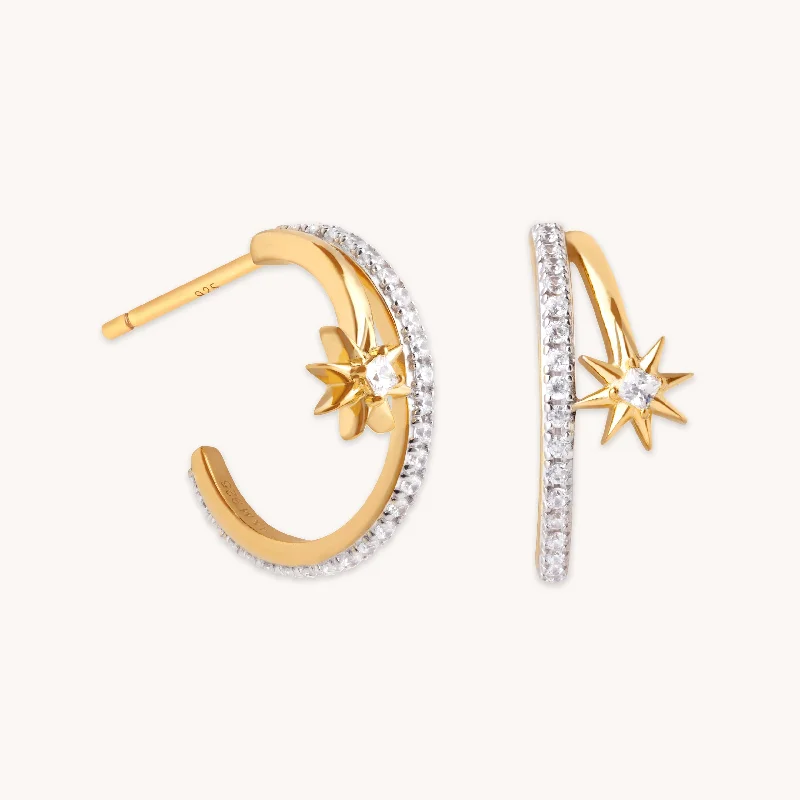 Fashion-Forward Geometric Jewelry For Contemporary Style Cosmic Illusion Crystal Hoops in Gold