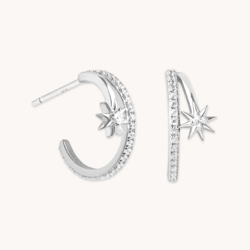 Personalized Jewelry At Special Discount Rates Cosmic Illusion Crystal Hoops in Silver