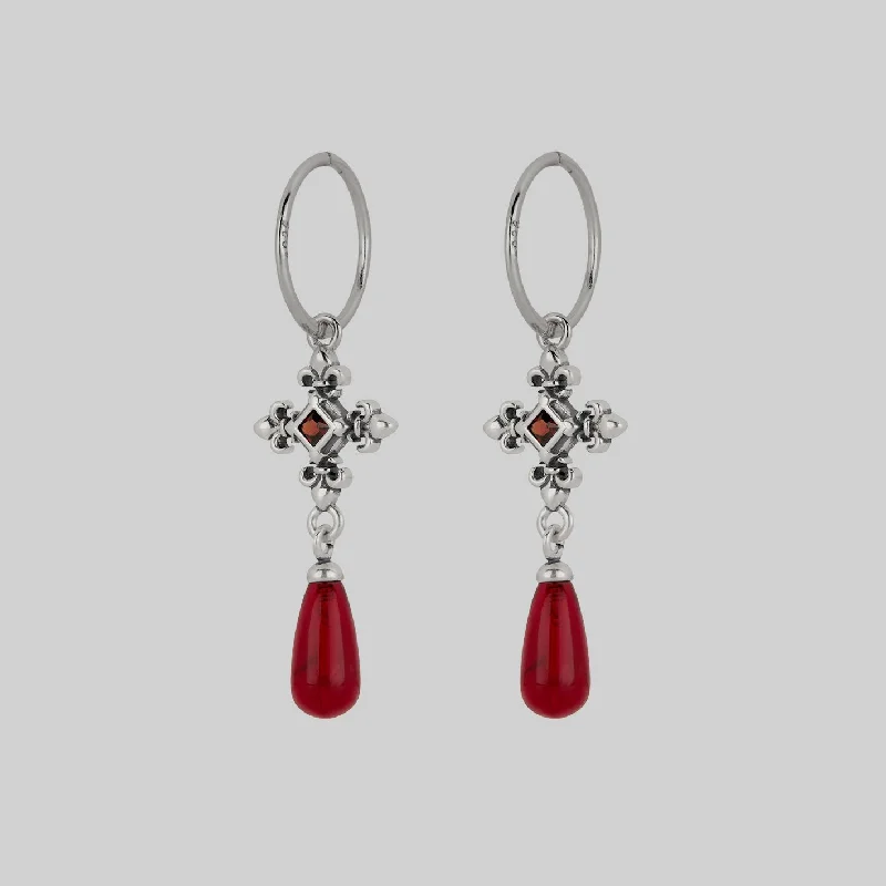 Buy More, Save More On Stunning Jewelry Pieces CRIMSON. Medieval Garnet Hoop Earrings - Silver Buy More, Save More On Stunning Jewelry Pieces CRIMSON. Medieval Garnet Hoop Earrings - Silver