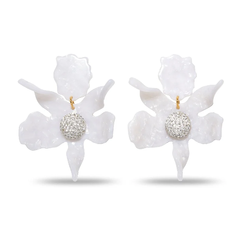 Huge Savings On Premium Jewelry Styles MOTHER OF PEARL CRYSTAL LILY EARRINGS