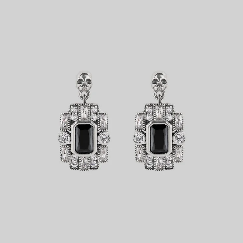 The Perfect Jewelry Piece At The Perfect Discount DECO. Skull & Black Spinel Statement Earrings - Silver The Perfect Jewelry Piece At The Perfect Discount DECO. Skull & Black Spinel Statement Earrings - Silver