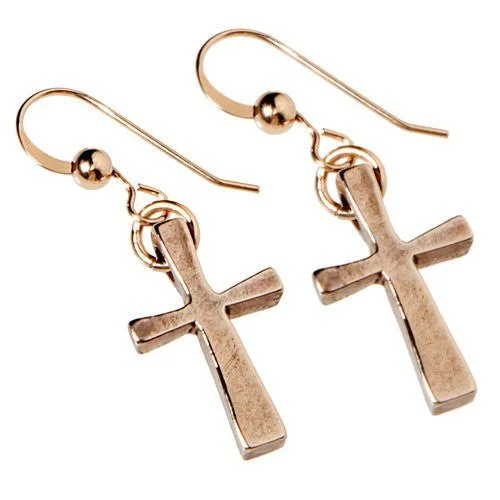 Don't Miss Out – Shop Elegant Jewelry For Less Delicate Cross Peace Bronze Earrings on French Hooks