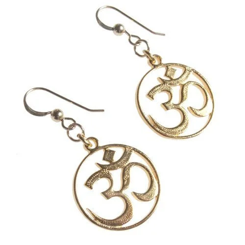 Exclusive Jewelry Discounts – Shop Now For Savings Delicate Om Gold Dipped Earrings on French Hooks