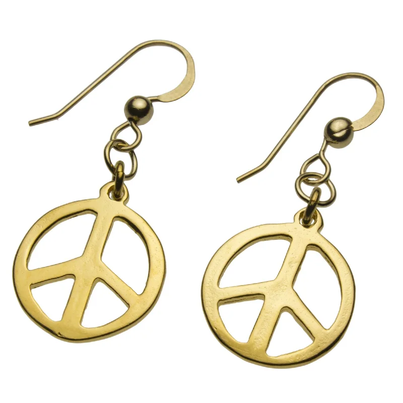 Flash Sale On Exquisite Jewelry – Don't Miss Out Delicate Peace Symbol Gold-dipped Earrings on French Hooks