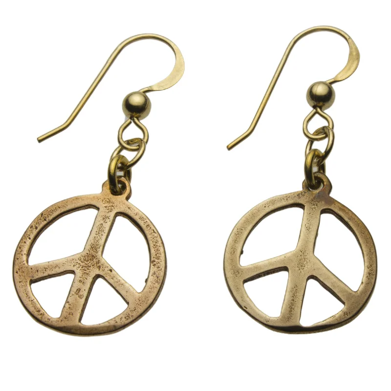 Seasonal Jewelry Sale – Upgrade Your Style Today Delicate Peace Symbol Peace Bronze Earrings on French Hooks