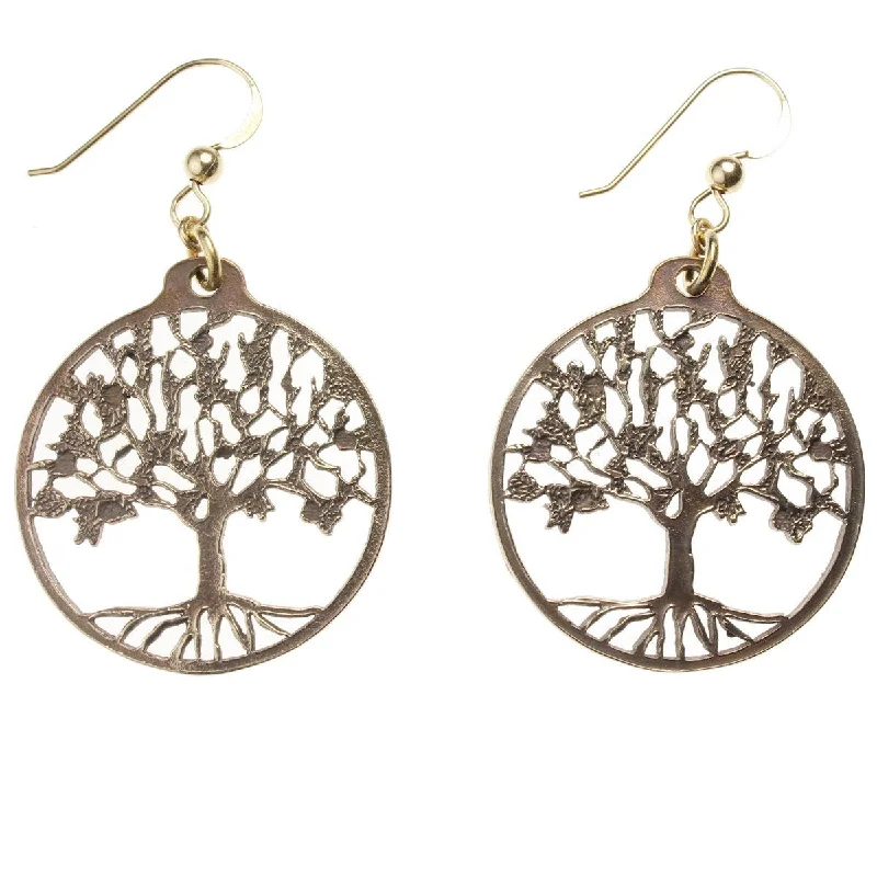 Unbeatable Offers On Luxury And Everyday Jewelry Tree of Life Delicate Peace Bronze Earrings on French Hooks