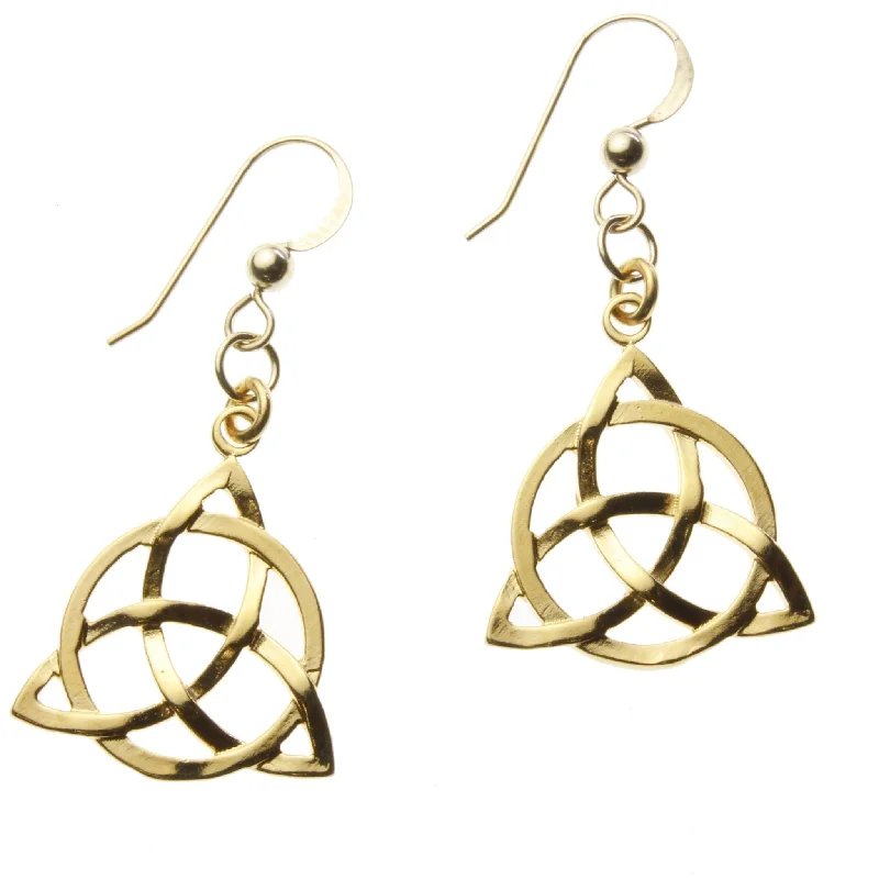 Premium Diamond Jewelry For Unforgettable Moments Delicate Triquetra Trinity Knot Gold-dipped Earrings on French Hooks