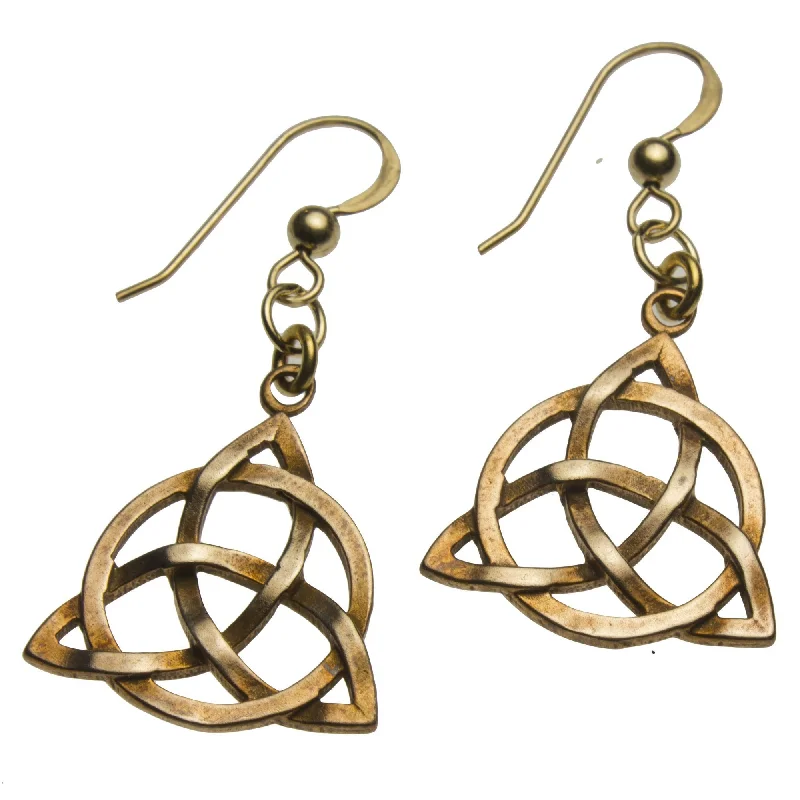 Best-Selling Jewelry Now Available At Special Deals Delicate Triquetra Trinity Knot Peace Bronze Earrings on French Hooks