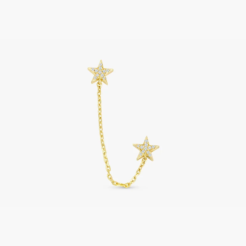 Waterproof Stainless Steel Jewelry For Lasting Beauty Double Diamond Star Chain Stud Earrings, Polaris Waterproof Stainless Steel Jewelry For Lasting Beauty Double Diamond Star Chain Stud Earrings, Polaris