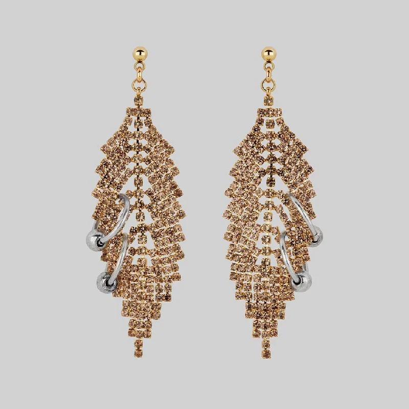Shine Bright With Our Special Jewelry Promotions DOWNFALL. Pierced Dazzle Chain Chandelier Earrings - Gold Shine Bright With Our Special Jewelry Promotions DOWNFALL. Pierced Dazzle Chain Chandelier Earrings - Gold