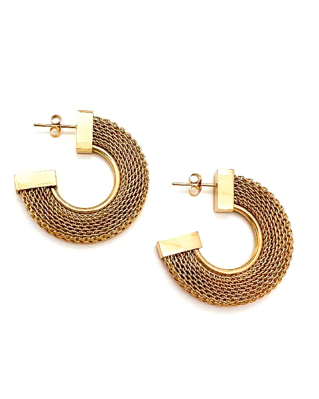 Modern Statement Jewelry For Bold Styling Earther Gold Mesh Hoop Earrings