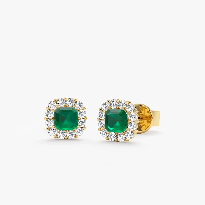 Elegant Designs, Unbeatable Discounts – Shop Jewelry Now Emerald Diamond Halo Stud Earrings, Ema Elegant Designs, Unbeatable Discounts – Shop Jewelry Now Emerald Diamond Halo Stud Earrings, Ema