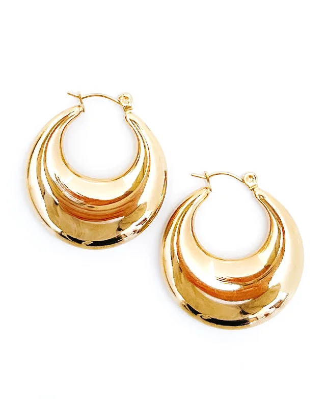 Trendy Minimalist Jewelry For Everyday Wear England Gold Croissant Hoop Earrings