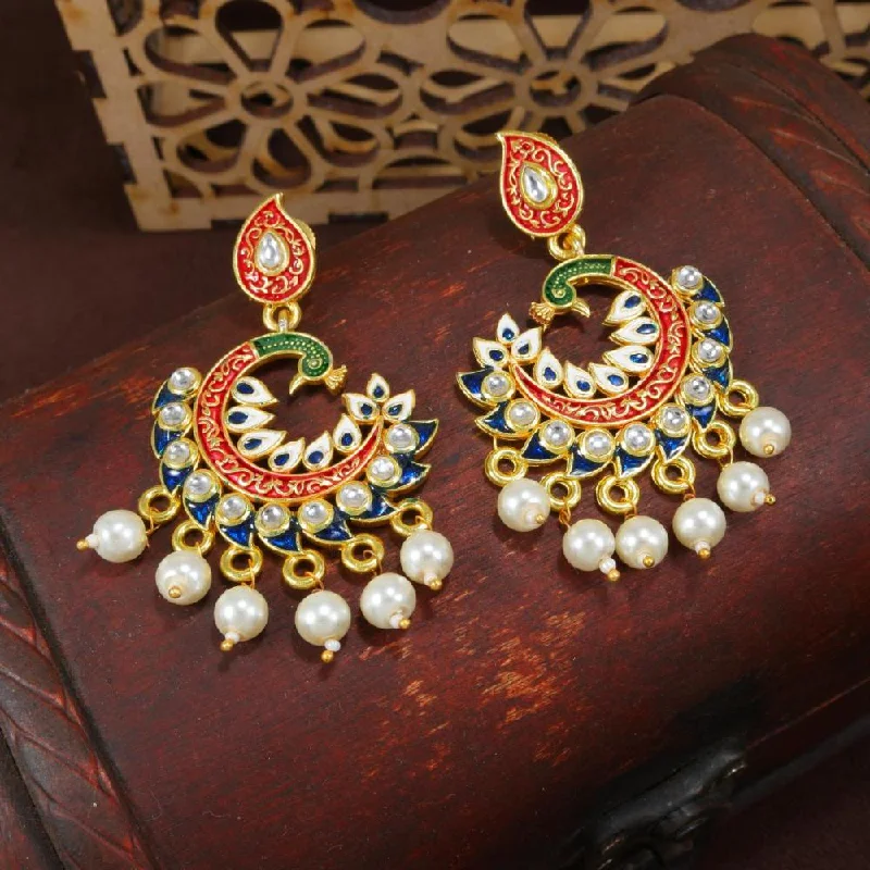 The Ultimate Jewelry Sale – Exclusive Styles At Great Prices Etnico Gold Plated Meenakari Kundan Studded Peacock Design Dangle Earrings For Women (E2919Bl)