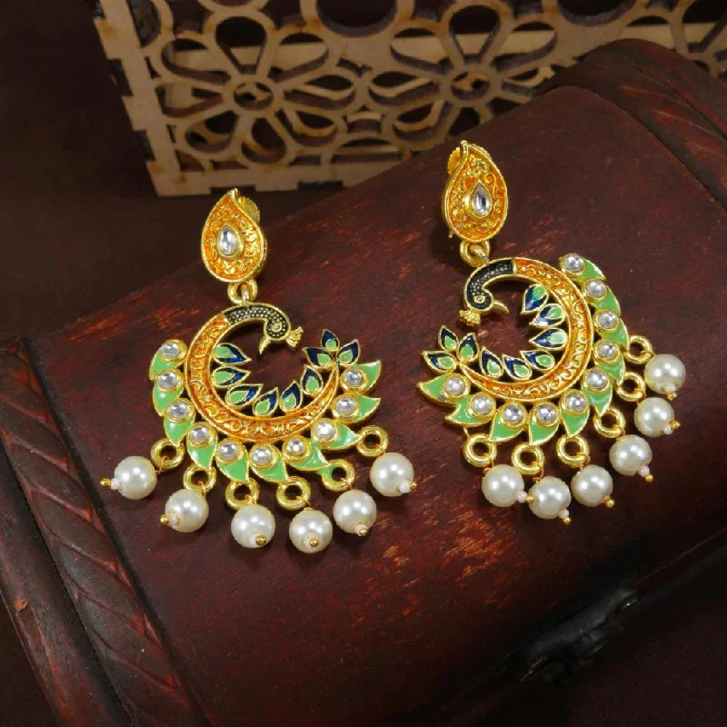 Dazzling Deals On Necklaces, Bracelets, And More Etnico Gold Plated Meenakari Kundan Studded Peacock Design Dangle Earrings For Women (E2919Min)