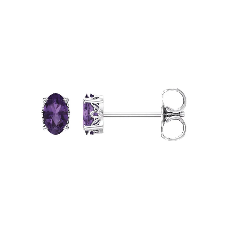 Buy More, Save More On Stunning Jewelry Pieces Faceted Oval Amethyst Stud Earrings in 14k White Gold Buy More, Save More On Stunning Jewelry Pieces Faceted Oval Amethyst Stud Earrings in 14k White Gold