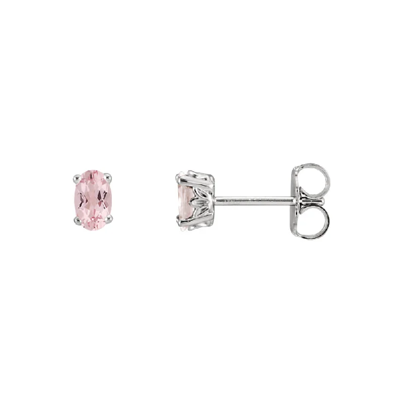 Classic And Modern Jewelry Styles On Sale Faceted Oval Morganite Stud Earrings in 14k White Gold Classic And Modern Jewelry Styles On Sale Faceted Oval Morganite Stud Earrings in 14k White Gold