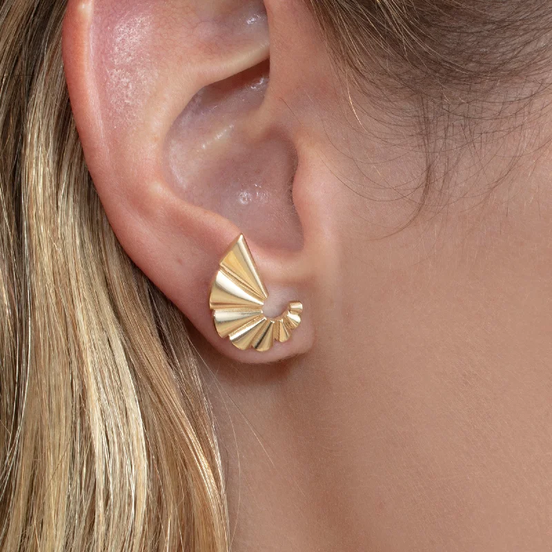 Limited-Stock Jewelry Sale – Once It's Gone, It's Gone Fluted Fan Stud Earrings, Soleil Limited-Stock Jewelry Sale – Once It's Gone, It's Gone Fluted Fan Stud Earrings, Soleil