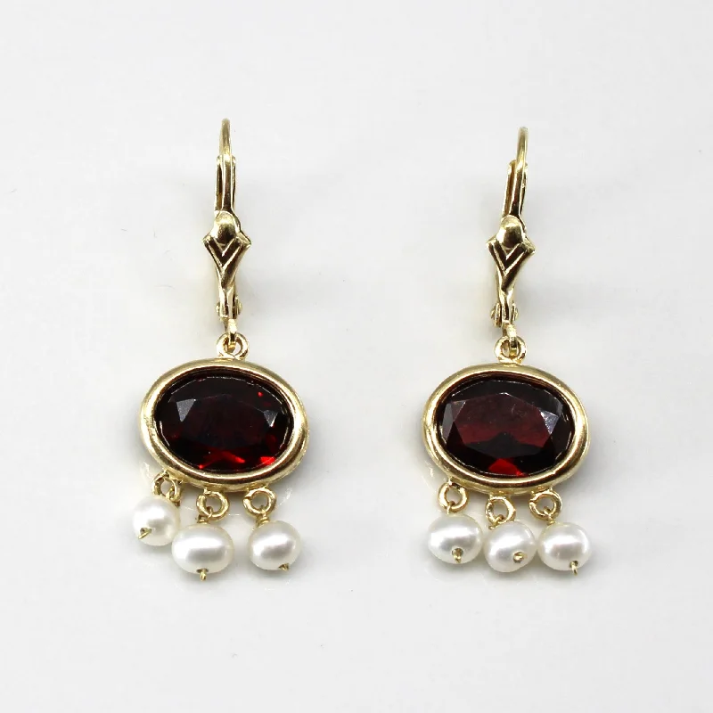 The Jewelry Sale You've Been Waiting For Is Here Garnet & Pearls Dangle Earrings | 3.6ctw | The Jewelry Sale You've Been Waiting For Is Here Garnet & Pearls Dangle Earrings | 3.6ctw |